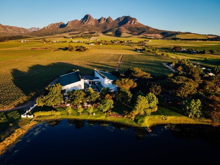 Aerial view of Eikendal Wine Estate and vineyards in Stellenbosch